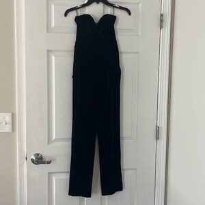 Express black velvet strapless jumpsuit